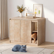 Homiflex Cat Litter Box Enclosure with Litter Collector, Large Litter Box Enclosure for Automatic Litter Box, Cat Furniture with Outlet, Adjustable Shelf for Dog Proof, Cat Washroom Cabinet, Natural