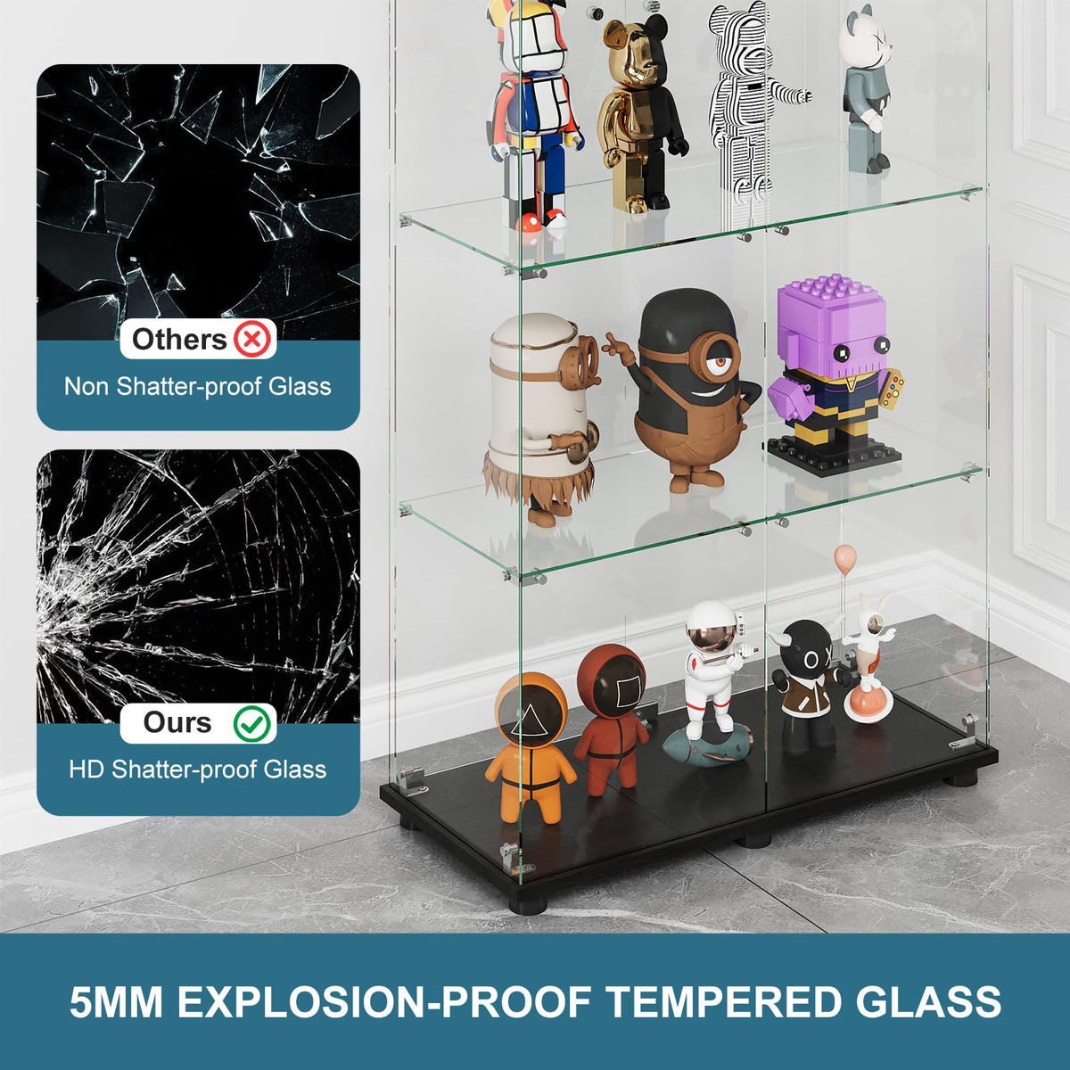 Glass Display Cabinet with Lock