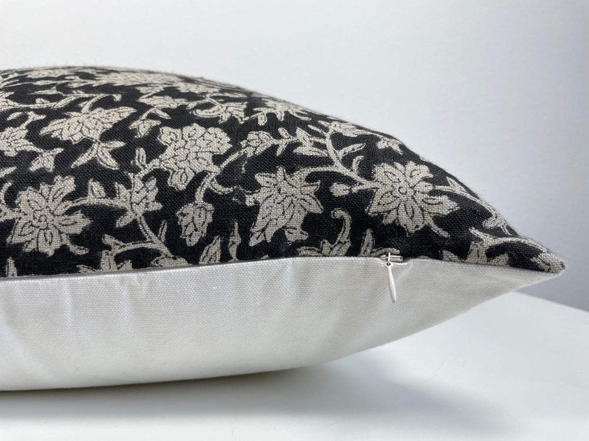 Hand-Block-Printed Linen Pillow Cover