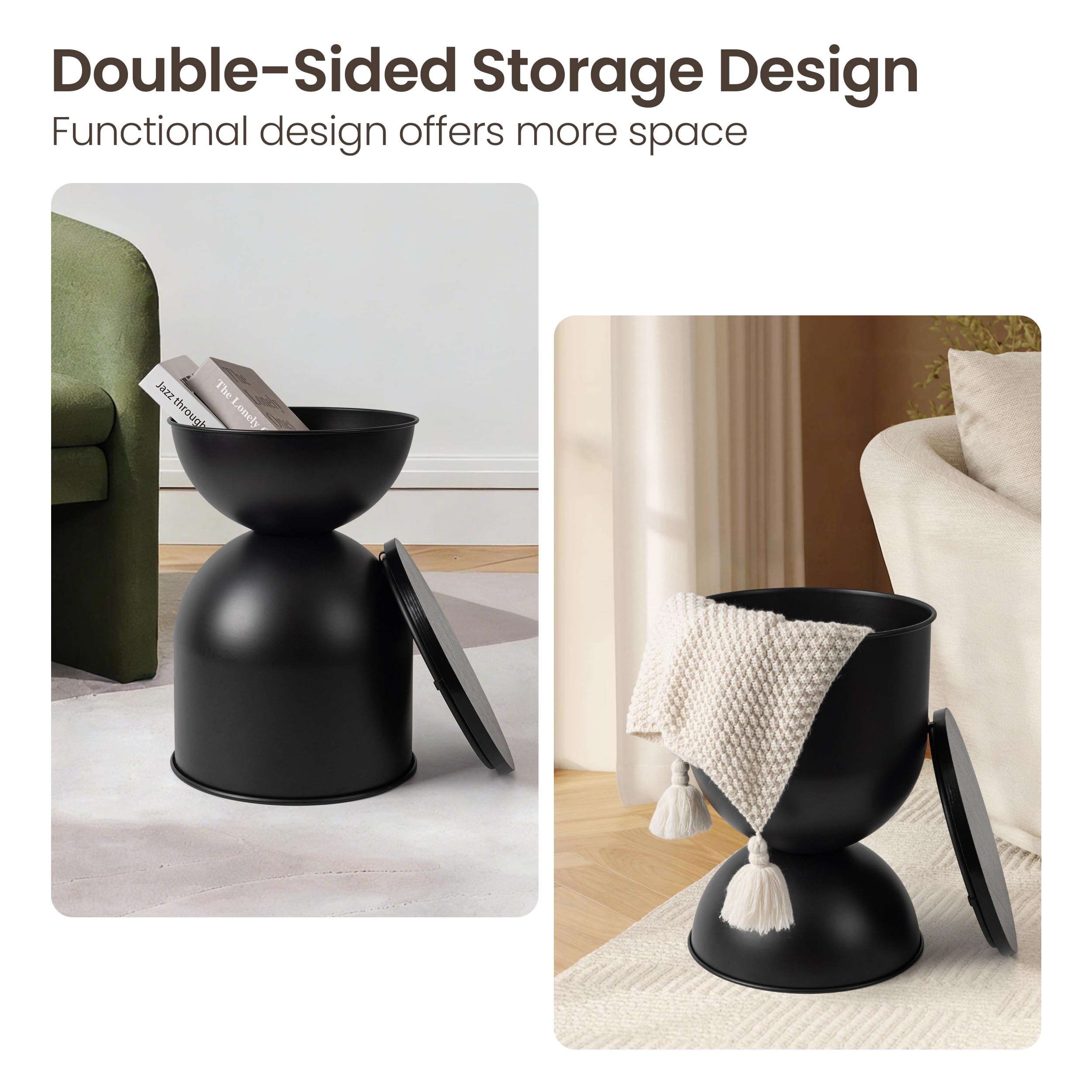 Double-Sided Drum Storage Side Table