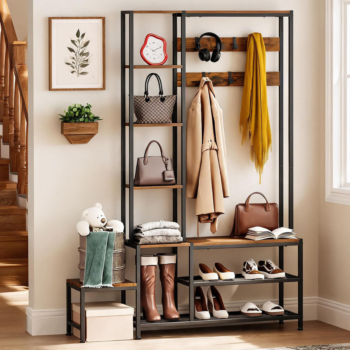 Hall Tree with Shoe Bench