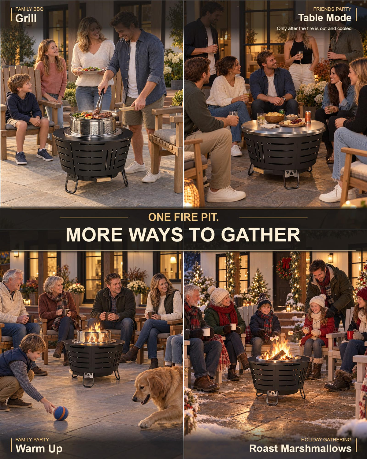 Iamsii 27 Inch Smokeless Fire Pit for Outside Wood Burning,