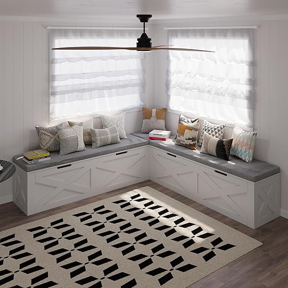 L-Shape Corner Storage Bench with Cushion