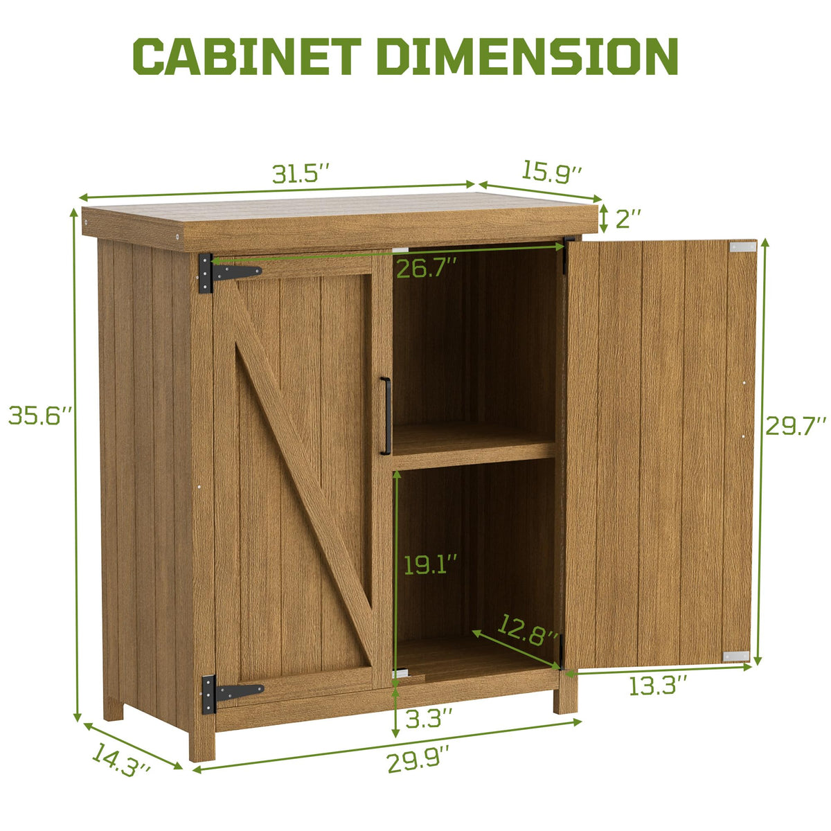 Weatherproof Outdoor Storage Cabinet, HIPS Waterproof Cabinet, Teak