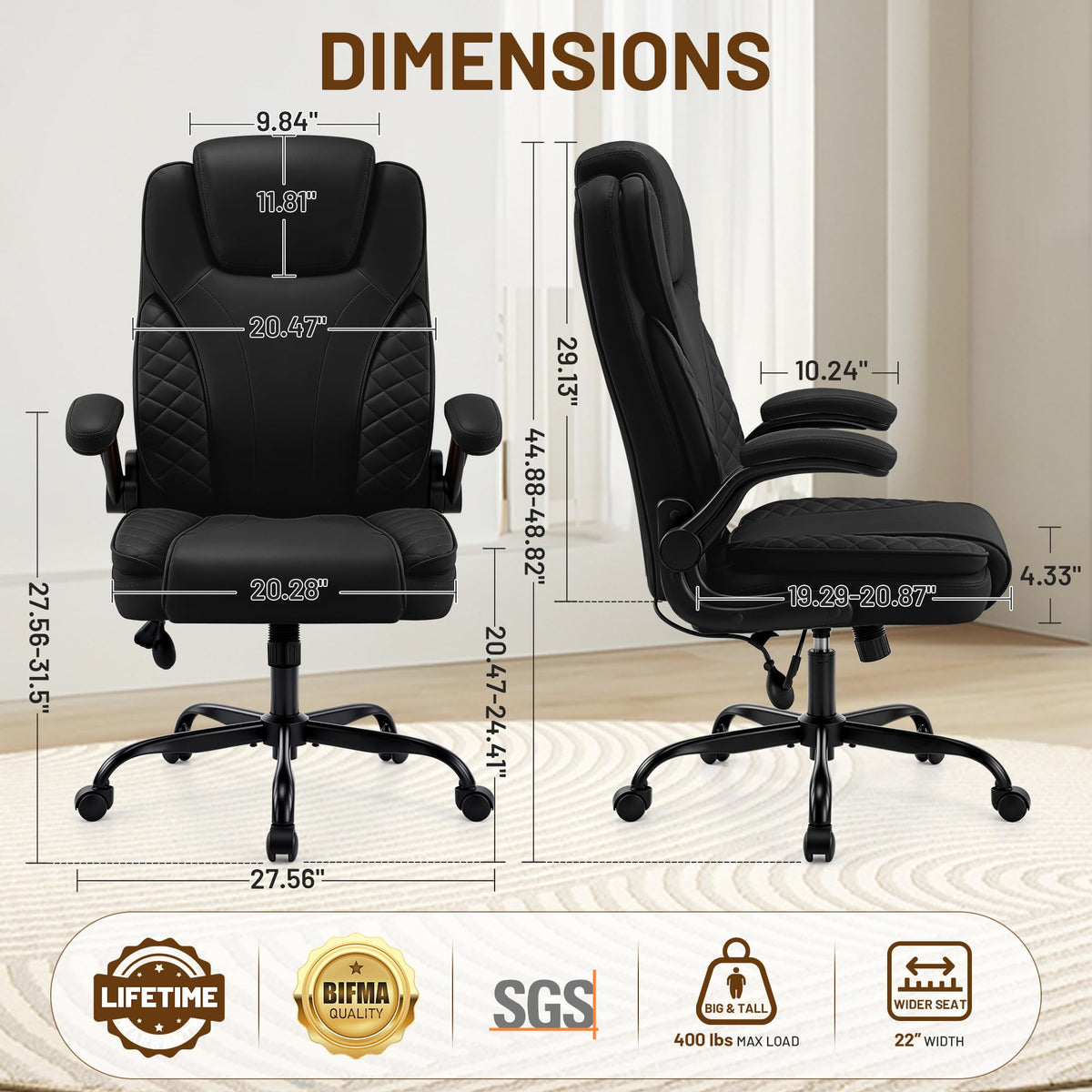Office Chair with Inflatable Lumbar Support