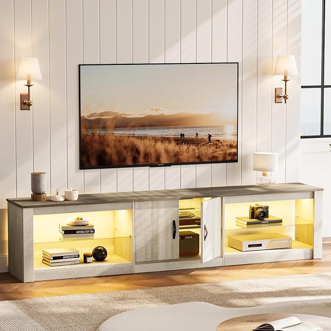 Black Marble LED TV Stand