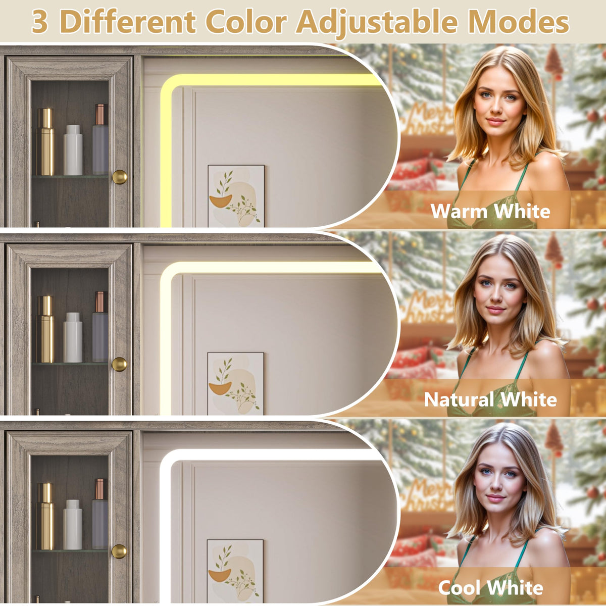 Farmhouse Makeup Vanity with Lighted Mirror