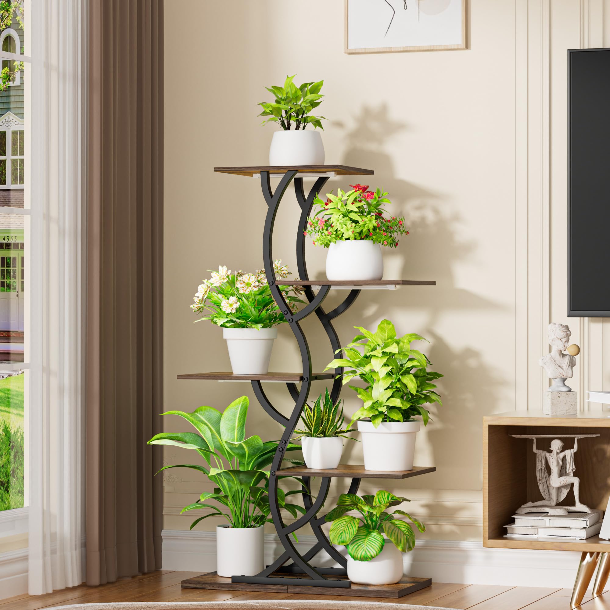 5-Tier Corner Plant Stand with Grow Lights