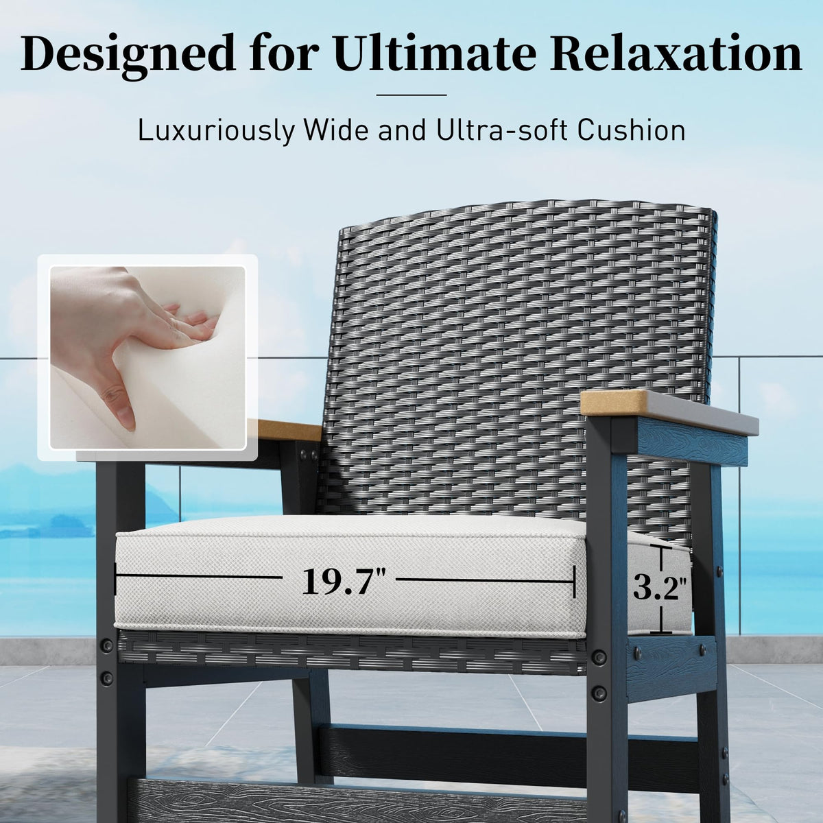 SUNSHINE VALLEY 7pc Patio Dining Set, HDPE 64" Table & 6 Chairs