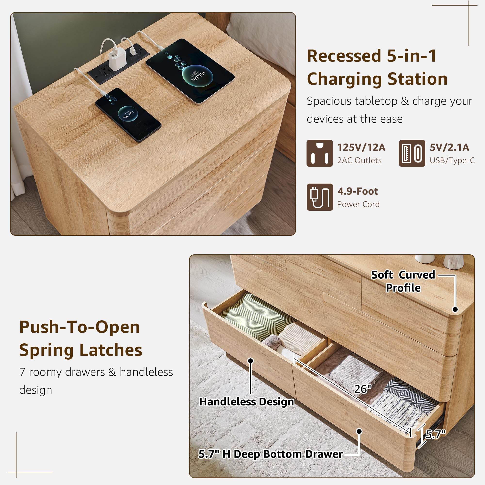 3-Piece Bedroom Set with Dresser & Nightstands