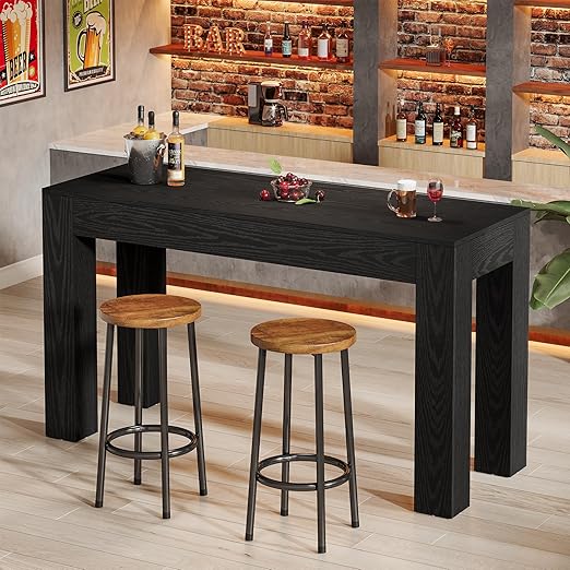 63" Rectangular Counter Height Bar Table with 4 Legs