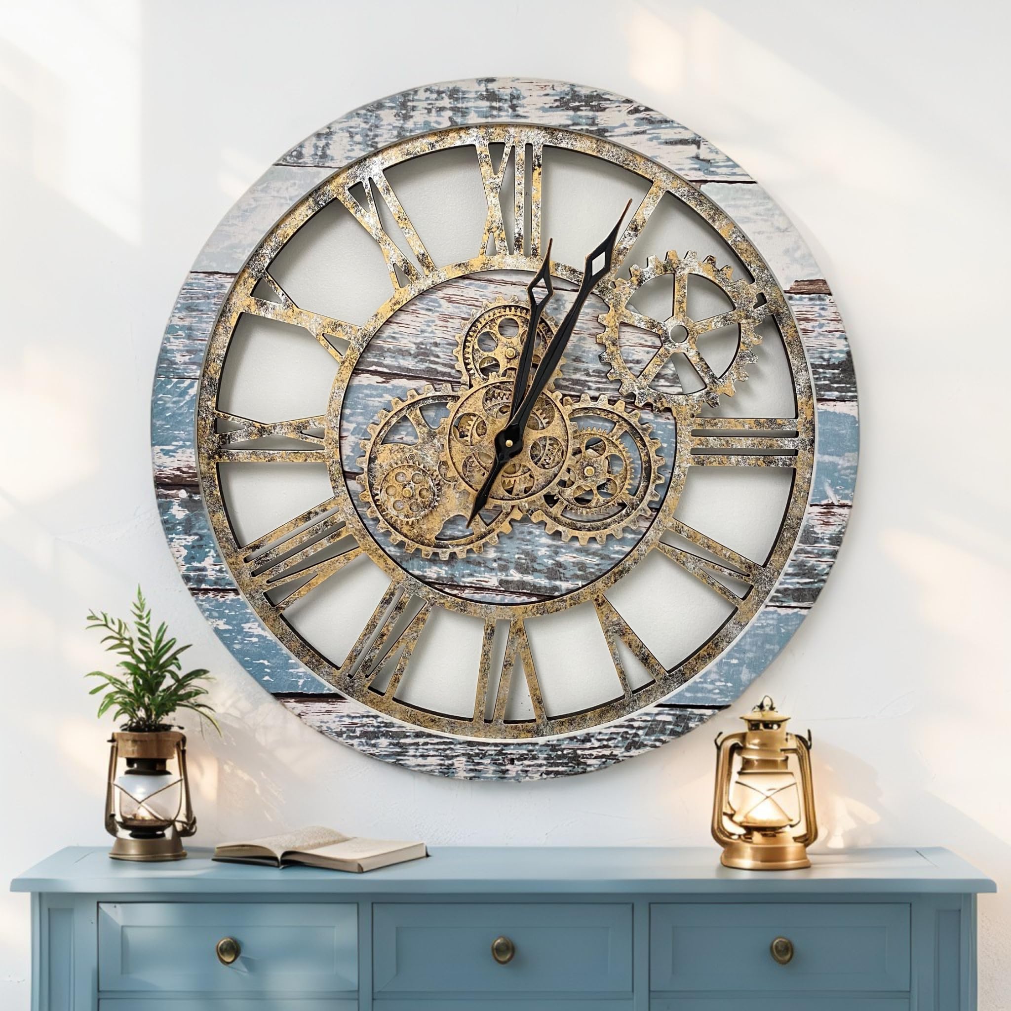 Industrial Moving Gear Wall Clock