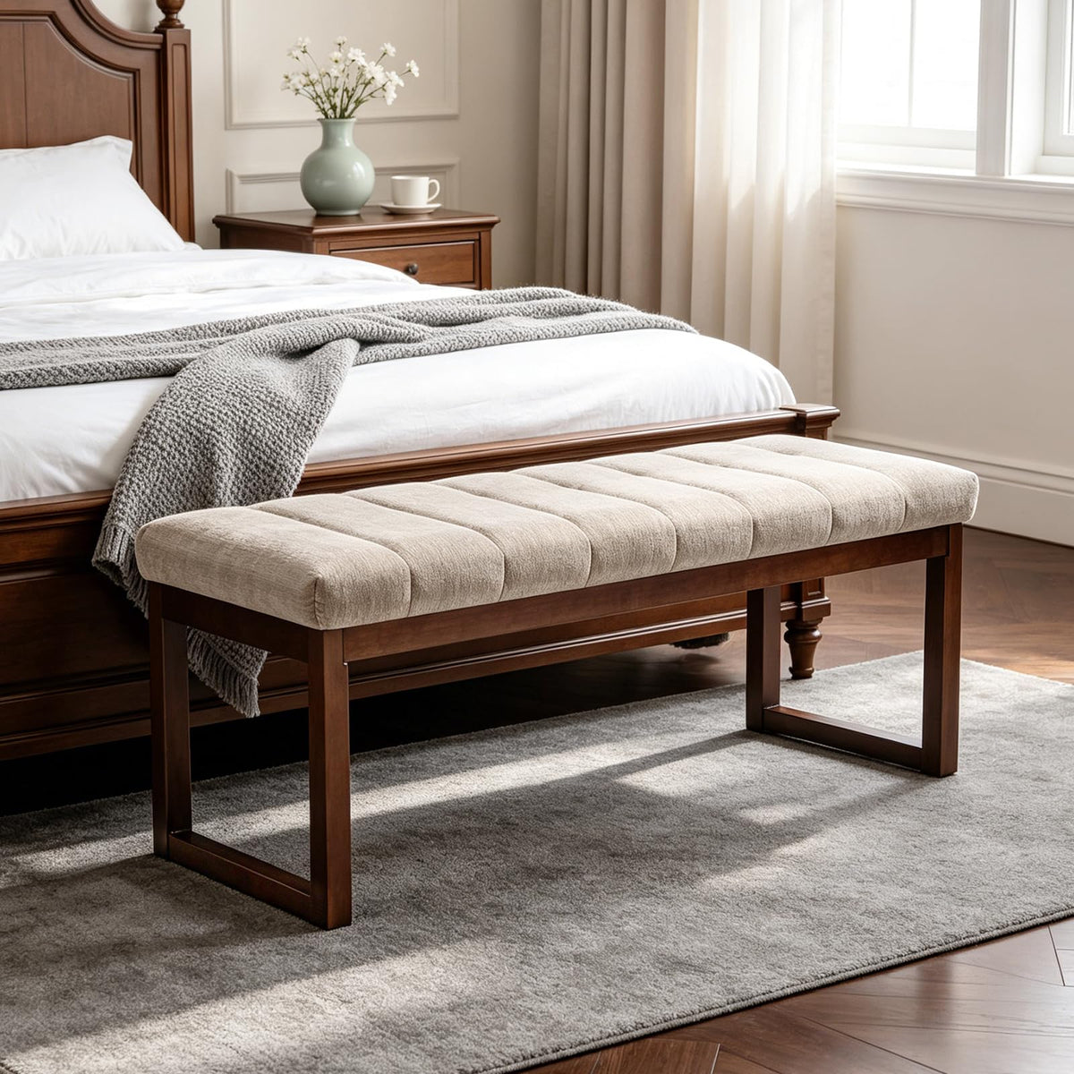 Tufted Chenille Bedroom Bench
