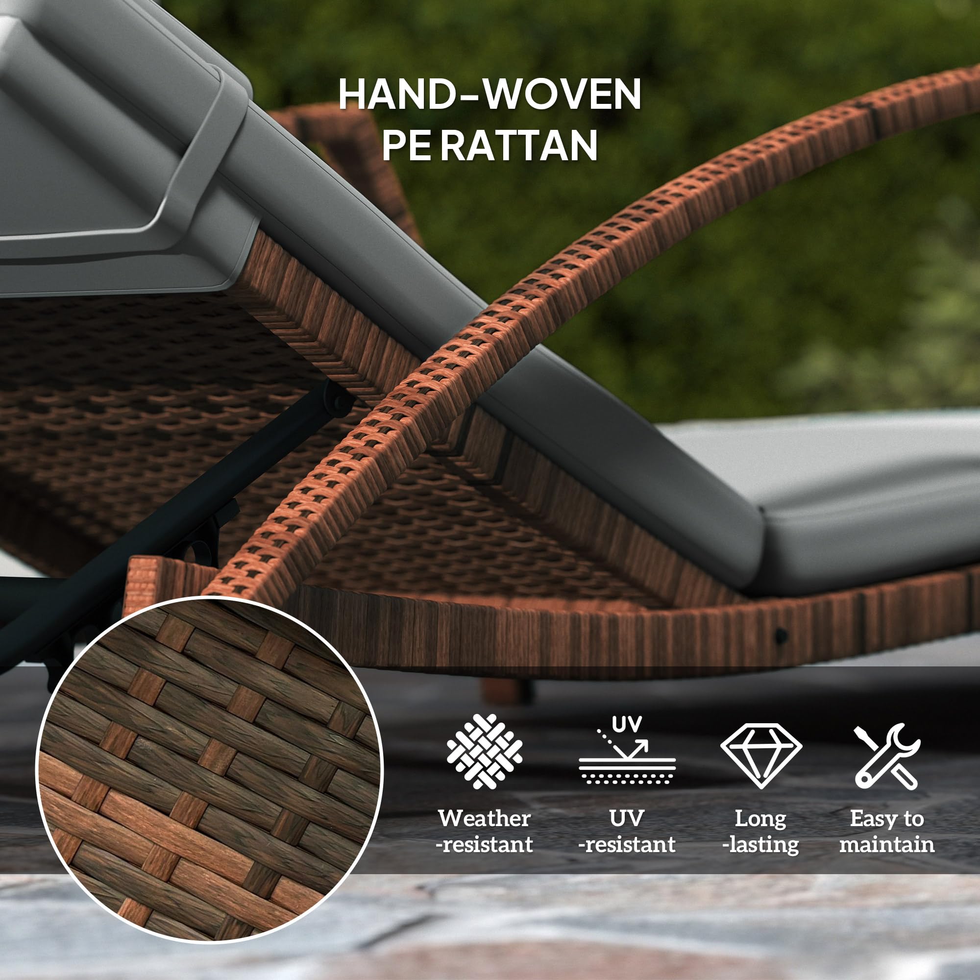 Outdoor Reclining Chaise Lounge Chair Set of 2