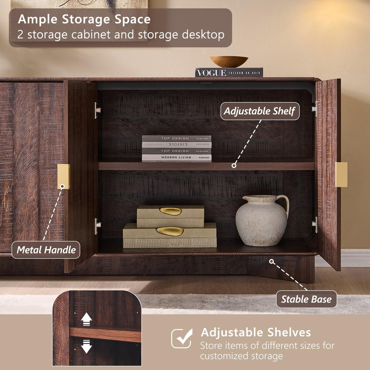 Curved Buffet Sideboard Cabinet