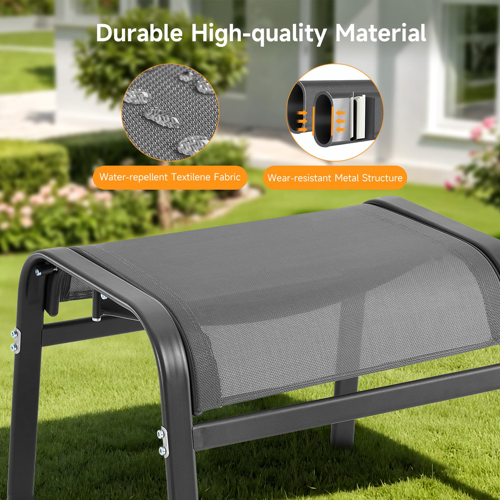 Outdoor Ottoman Set of 2 – Stackable Patio Foot Stool