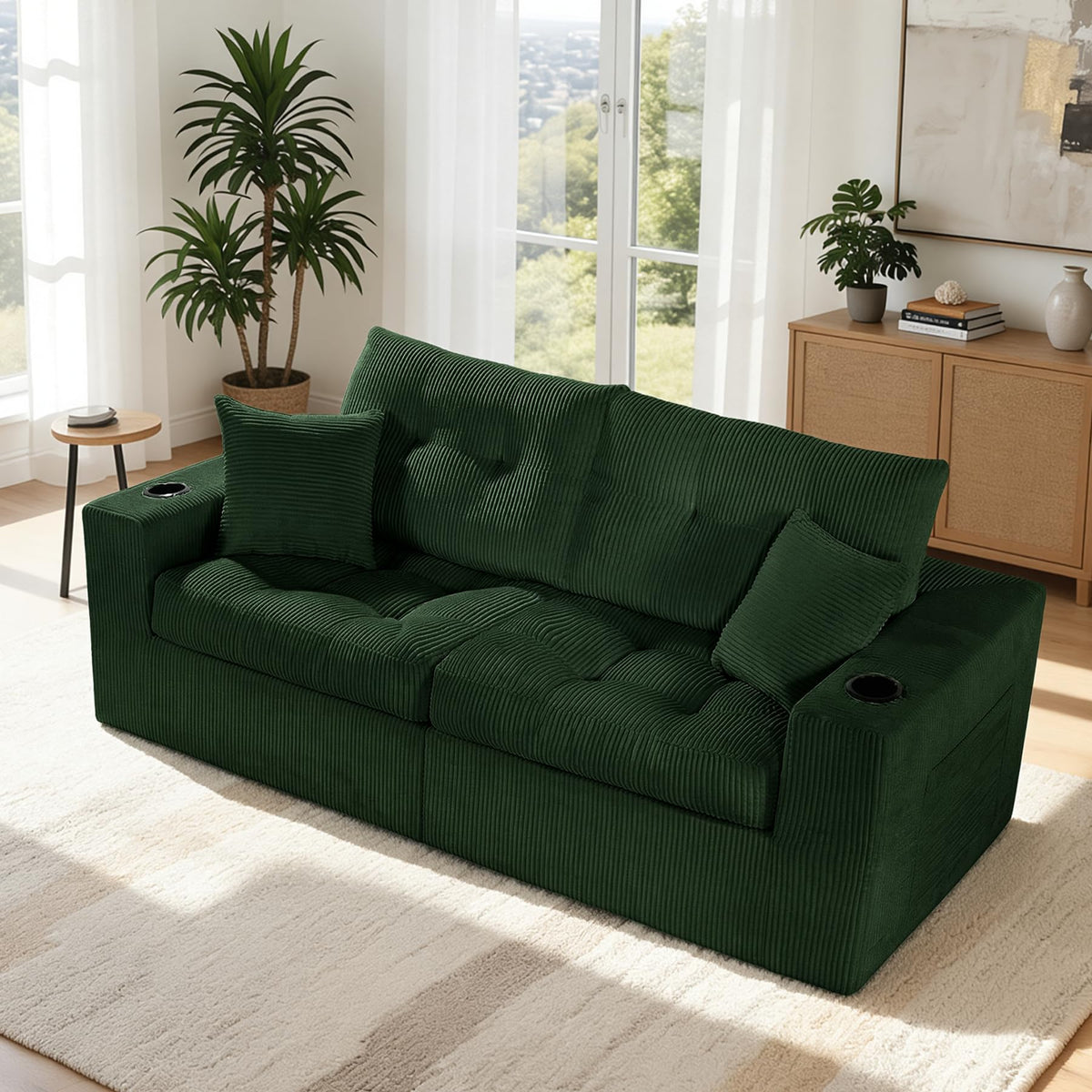 Green Corduroy Loveseat