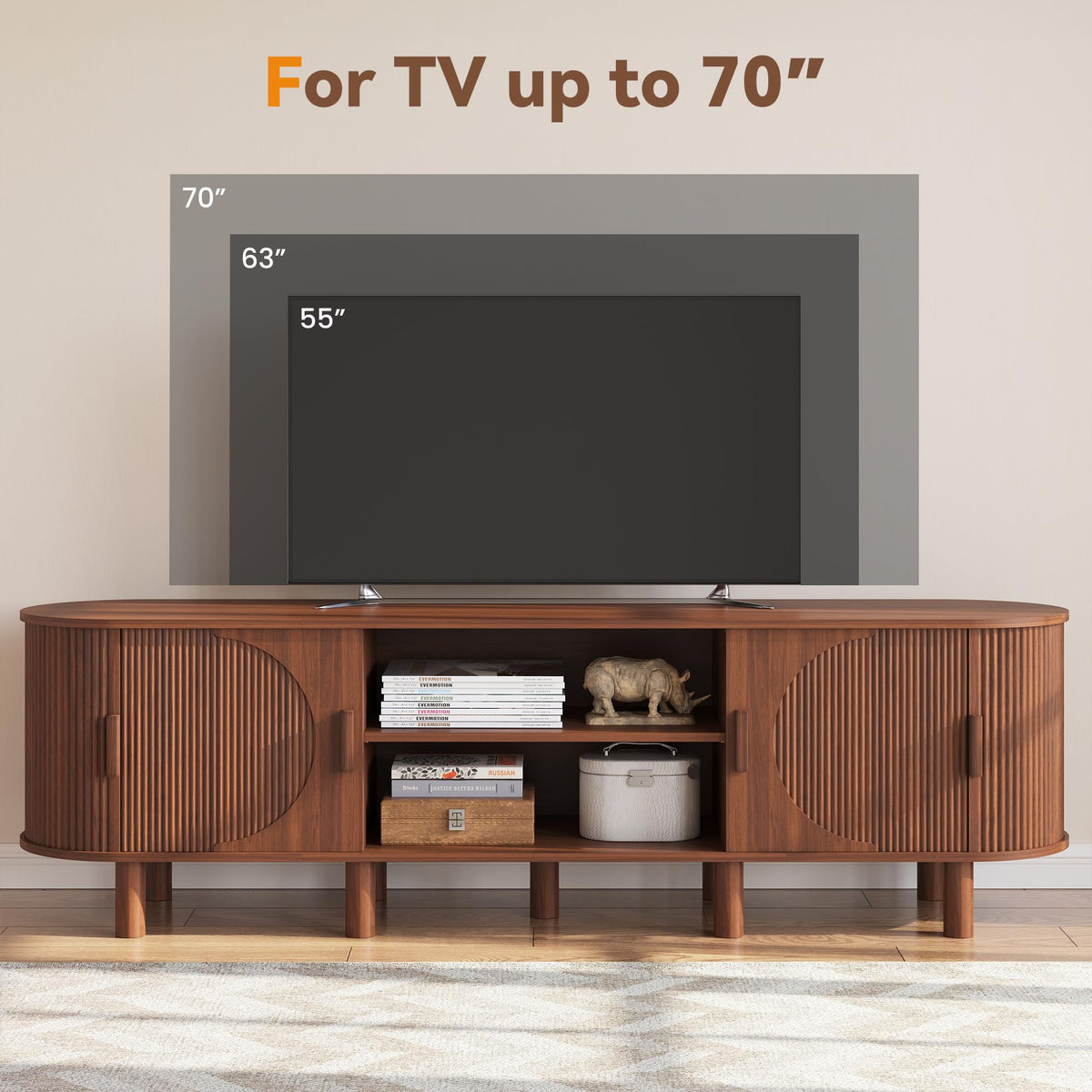 Fluted Sliding-Door TV Stand