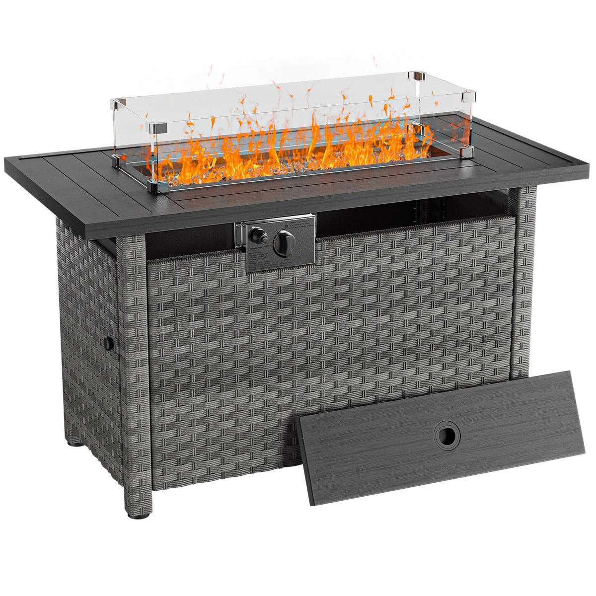 Rattan Propane Fire Pit Table