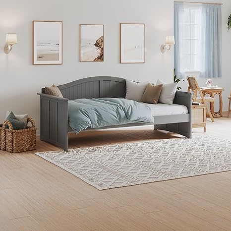 Solid Wood Twin Daybed with Beadboard Design & 2 Storage Drawers