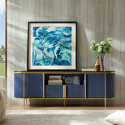 70" Fluted TV Stand with Faux Marble Top