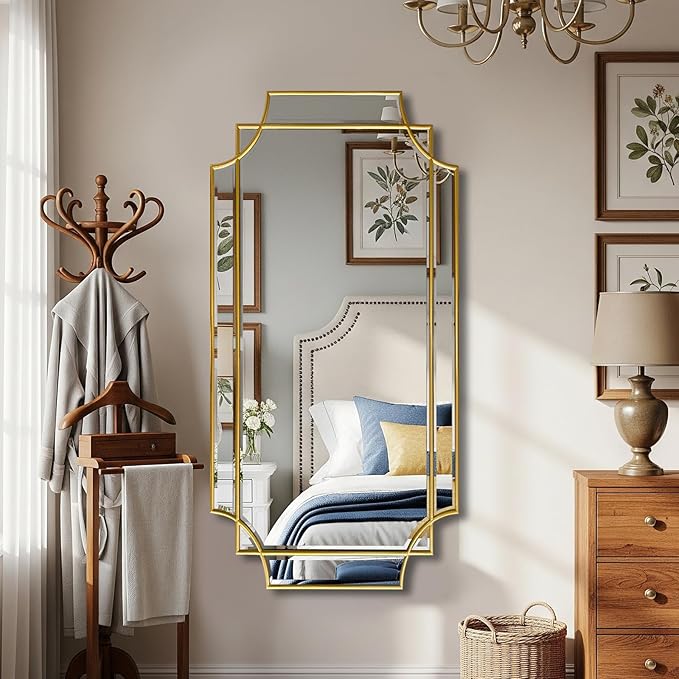 Gold Beveled Rectangular Wall Mirror