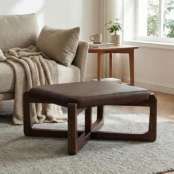 Square Faux Leather Ottoman Coffee Table