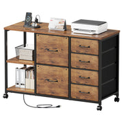 6-Drawer Rolling File Cabinet with Charging Station