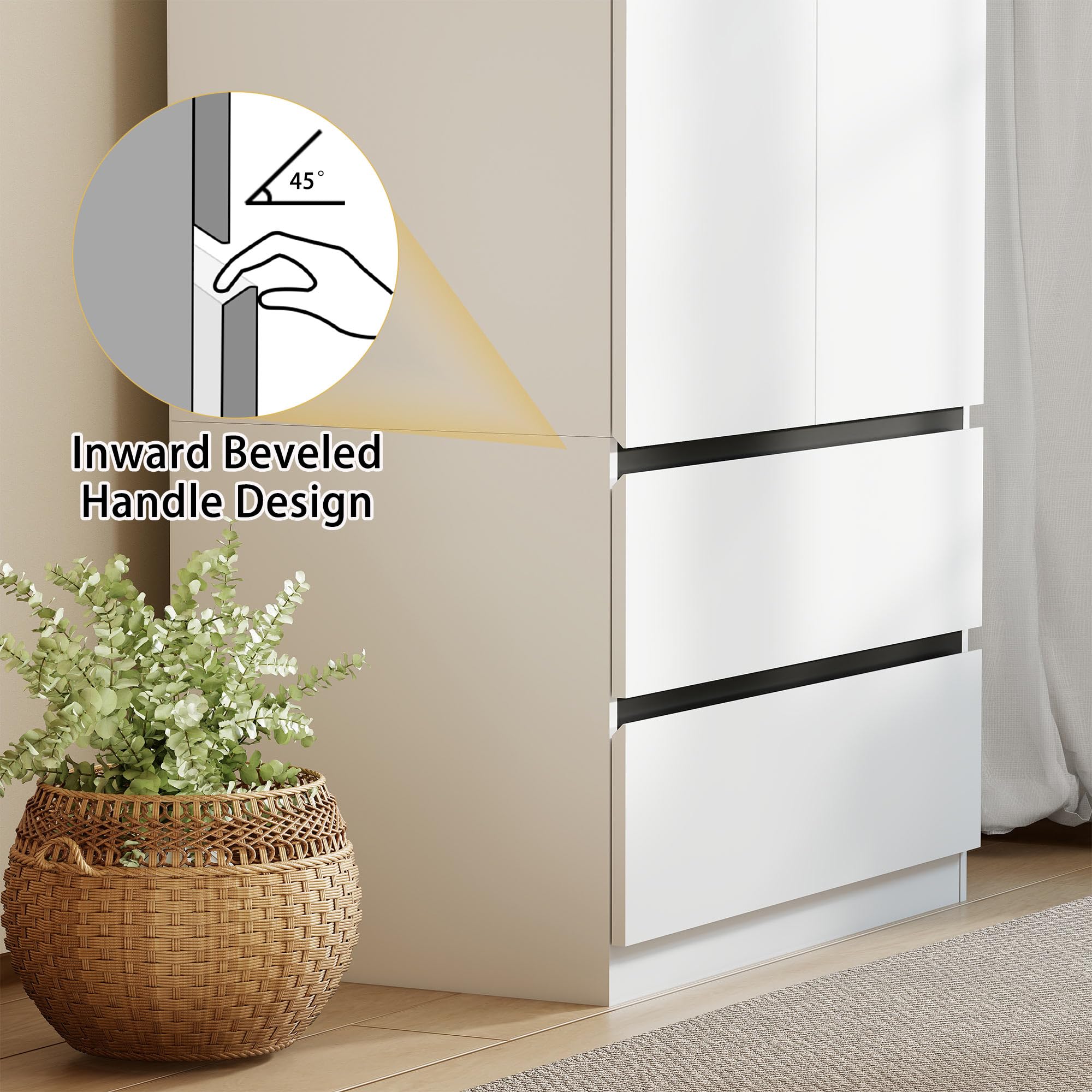 White Wardrobe Closet with 2 Doors & Drawers