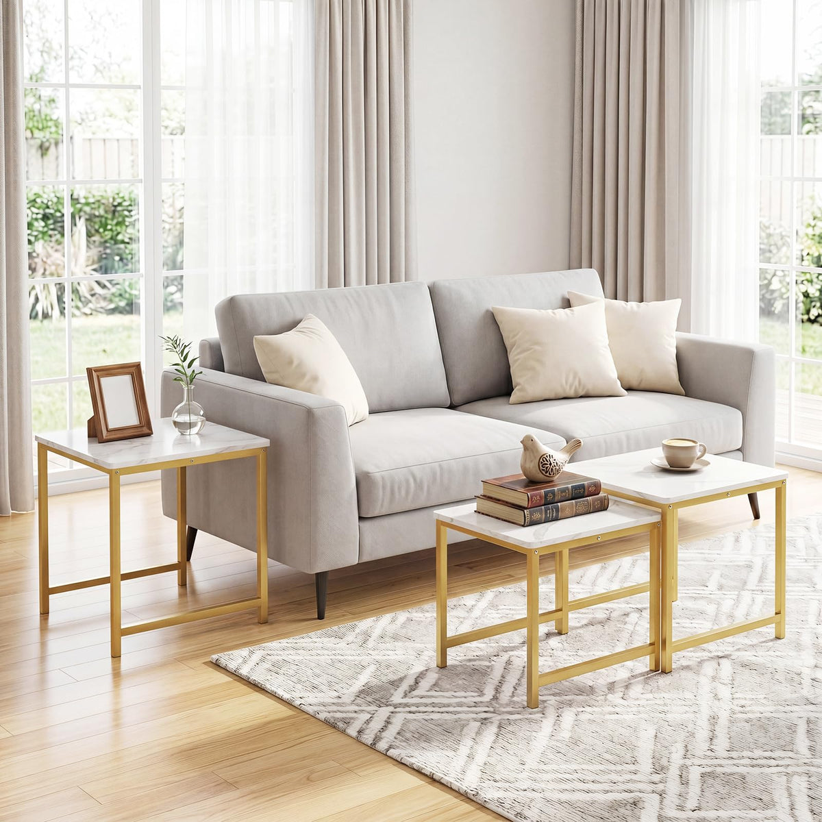White & Gold Nesting Side Tables
