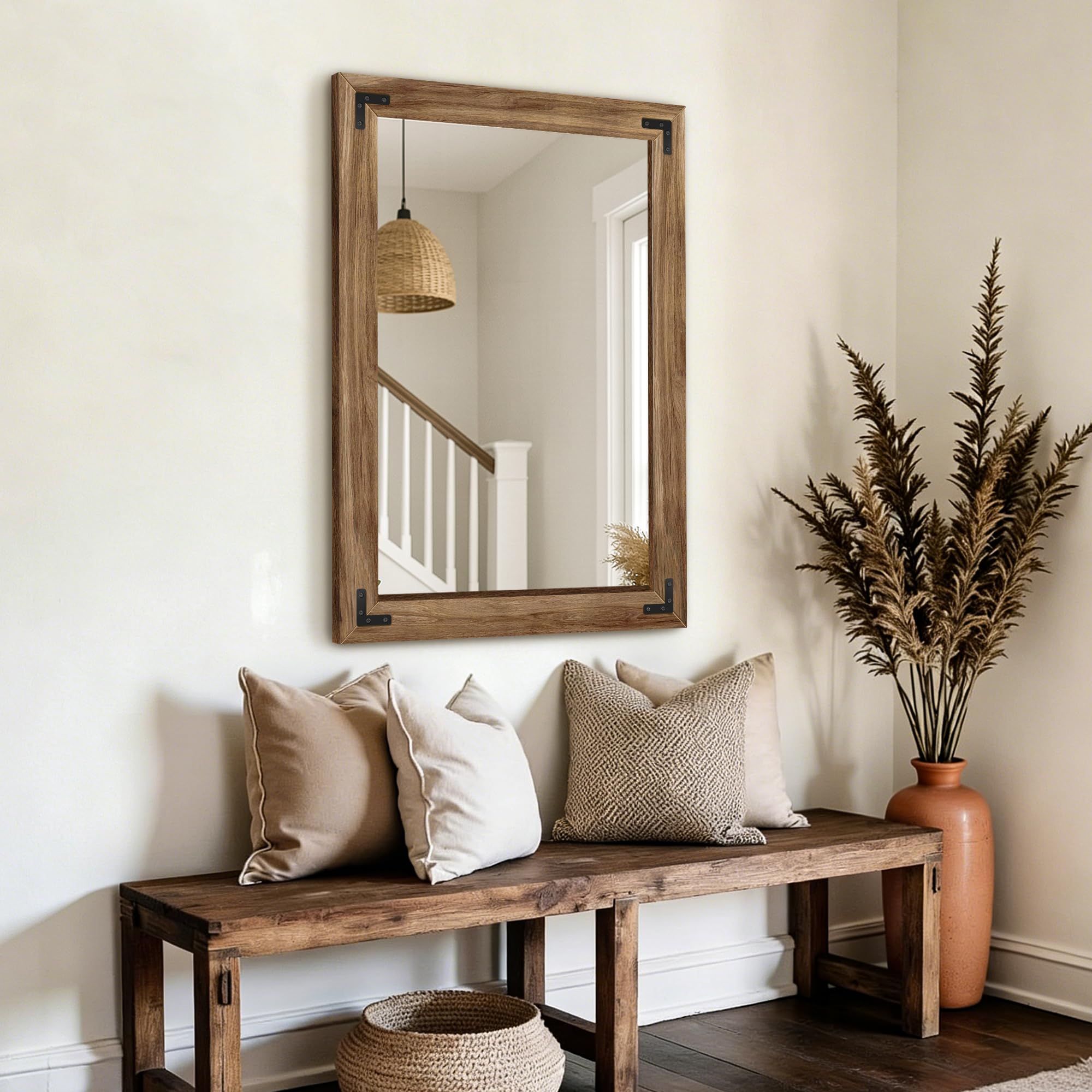 Farmhouse Wood Frame Wall Mirror
