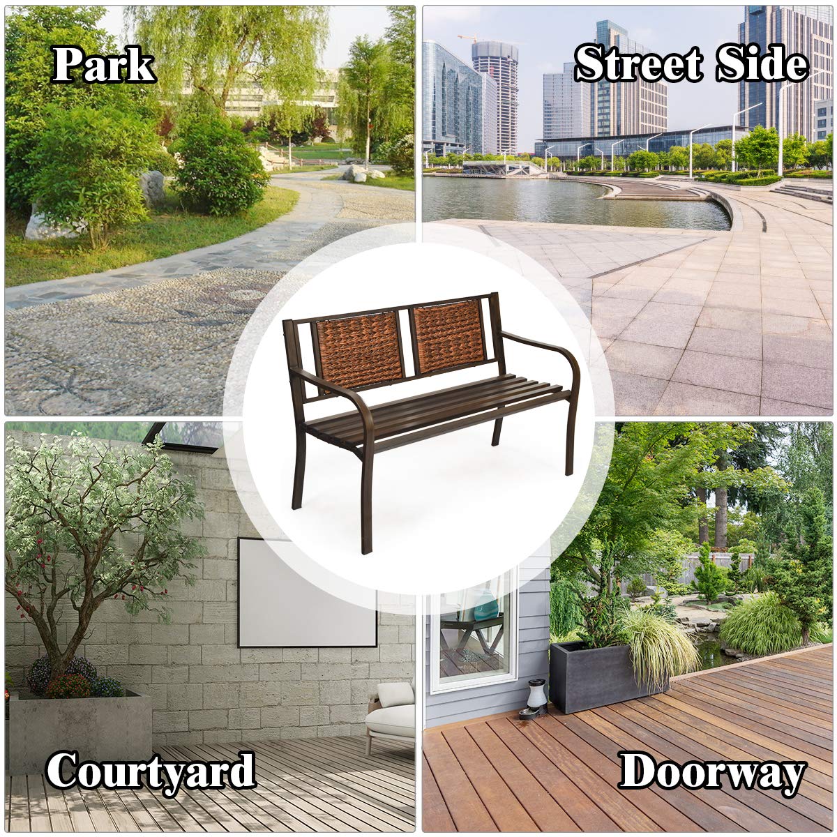 Outdoor Rattan Garden Bench