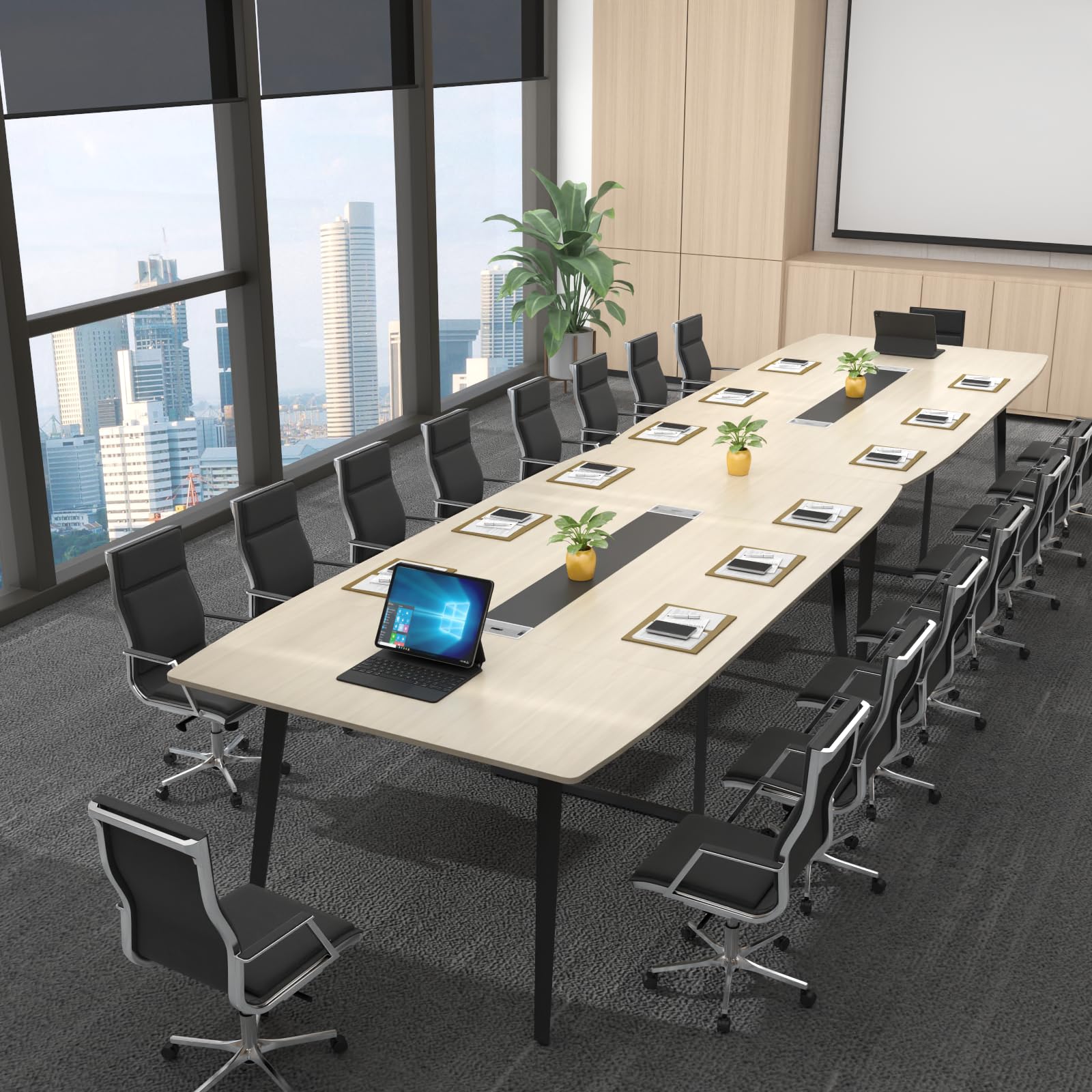 8FT Boat-Shaped Conference Table with Grommet