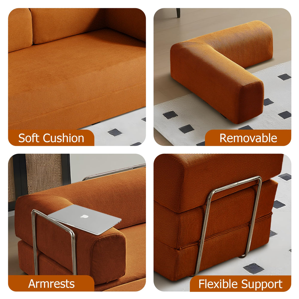 Corduroy Folding Sofa Bed