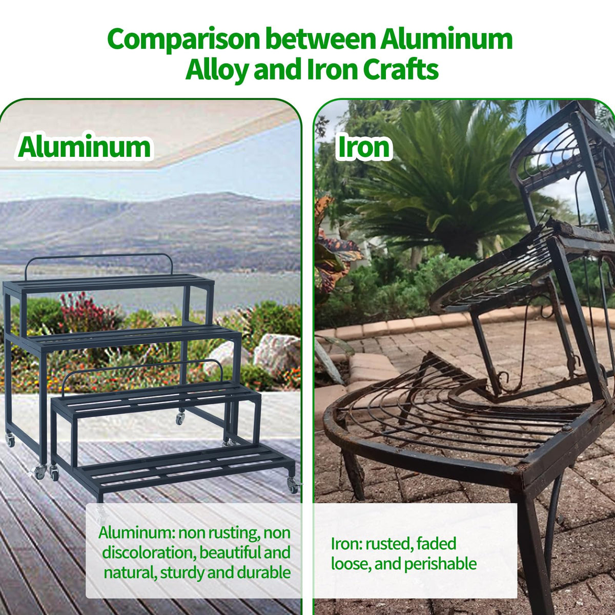 DHYGOTFUR 4-Tier Plant Stands Outdoor Aluminum Heavy Duty with Wheel