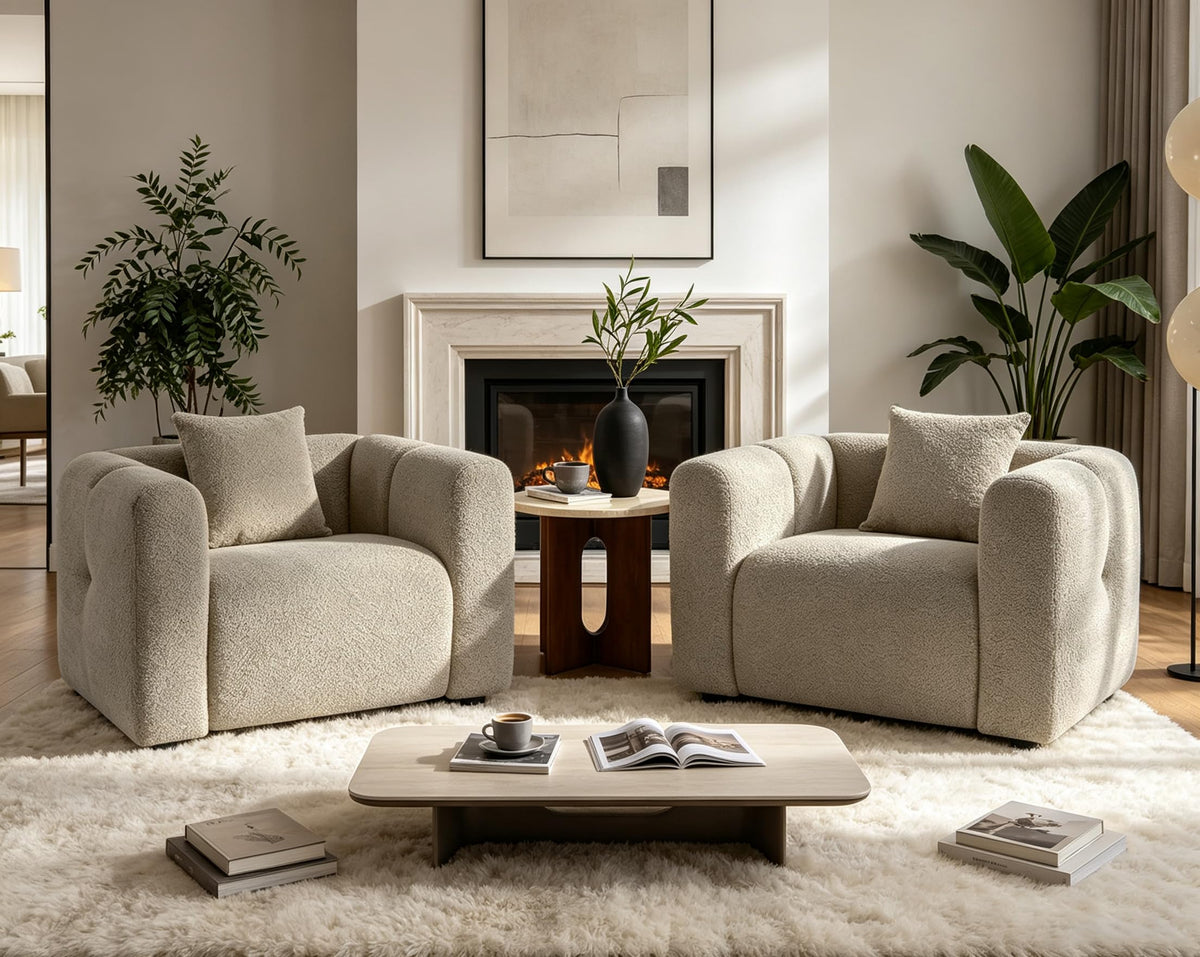 VANOMi Oversized Accent Chairs Set of 2, 42" W Living Room Chair, Camel