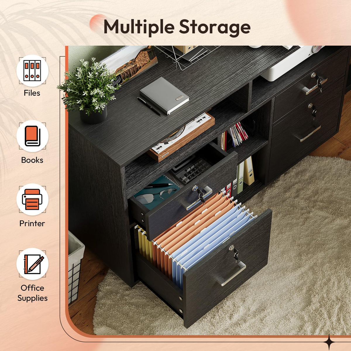 4-Drawer Mobile File Cabinet