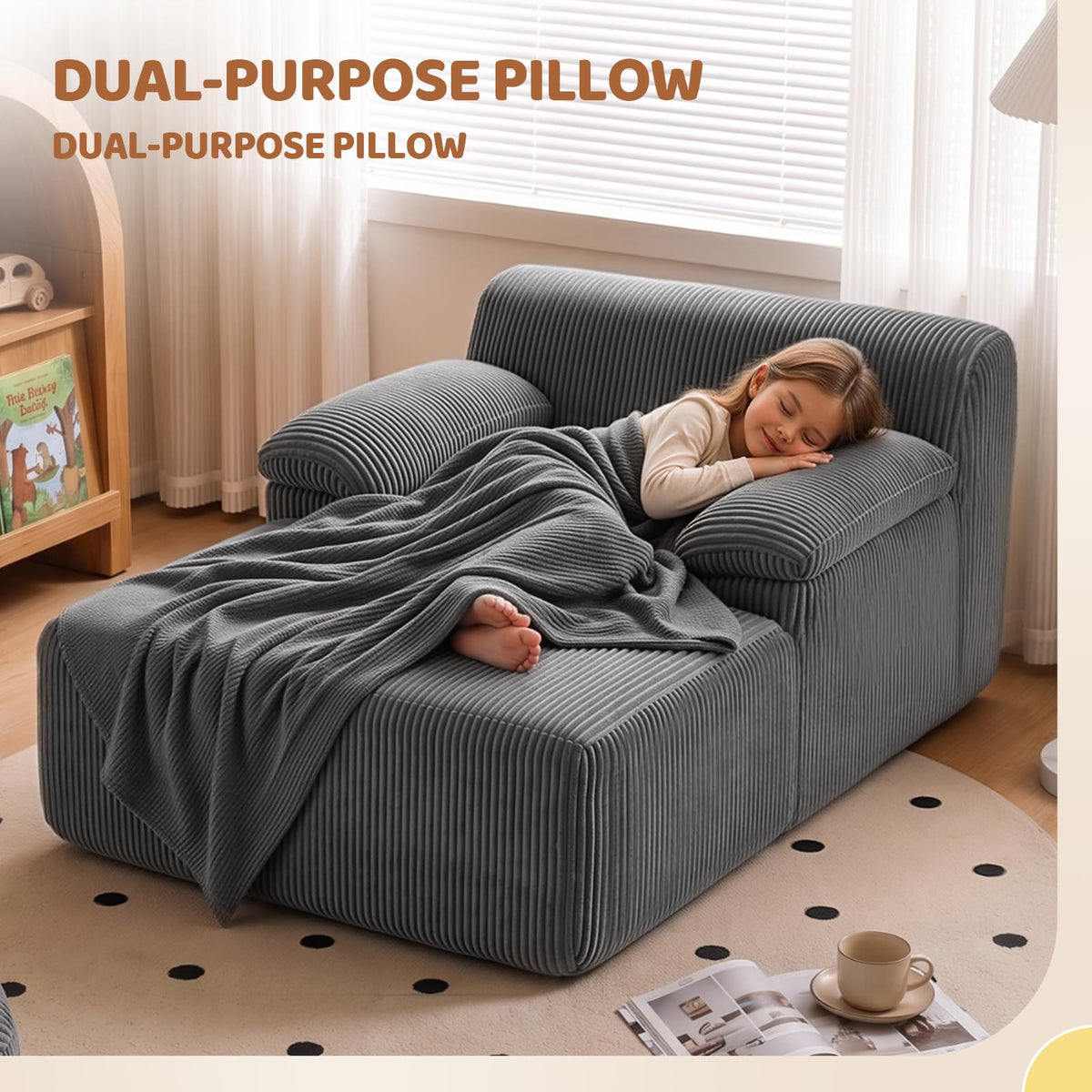 Kids Corduroy Chaise Lounge