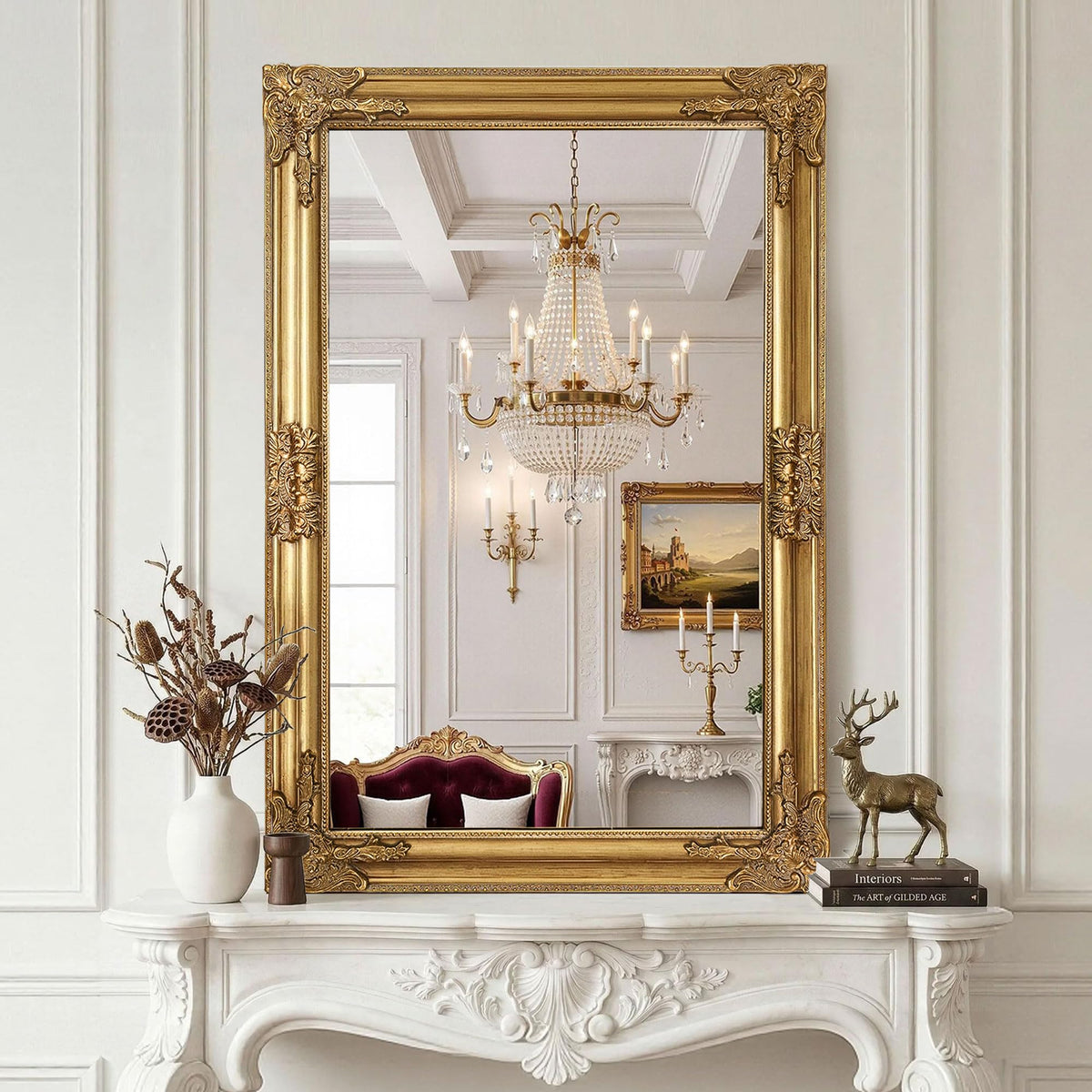 Ornate Gold Baroque Wall Mirror
