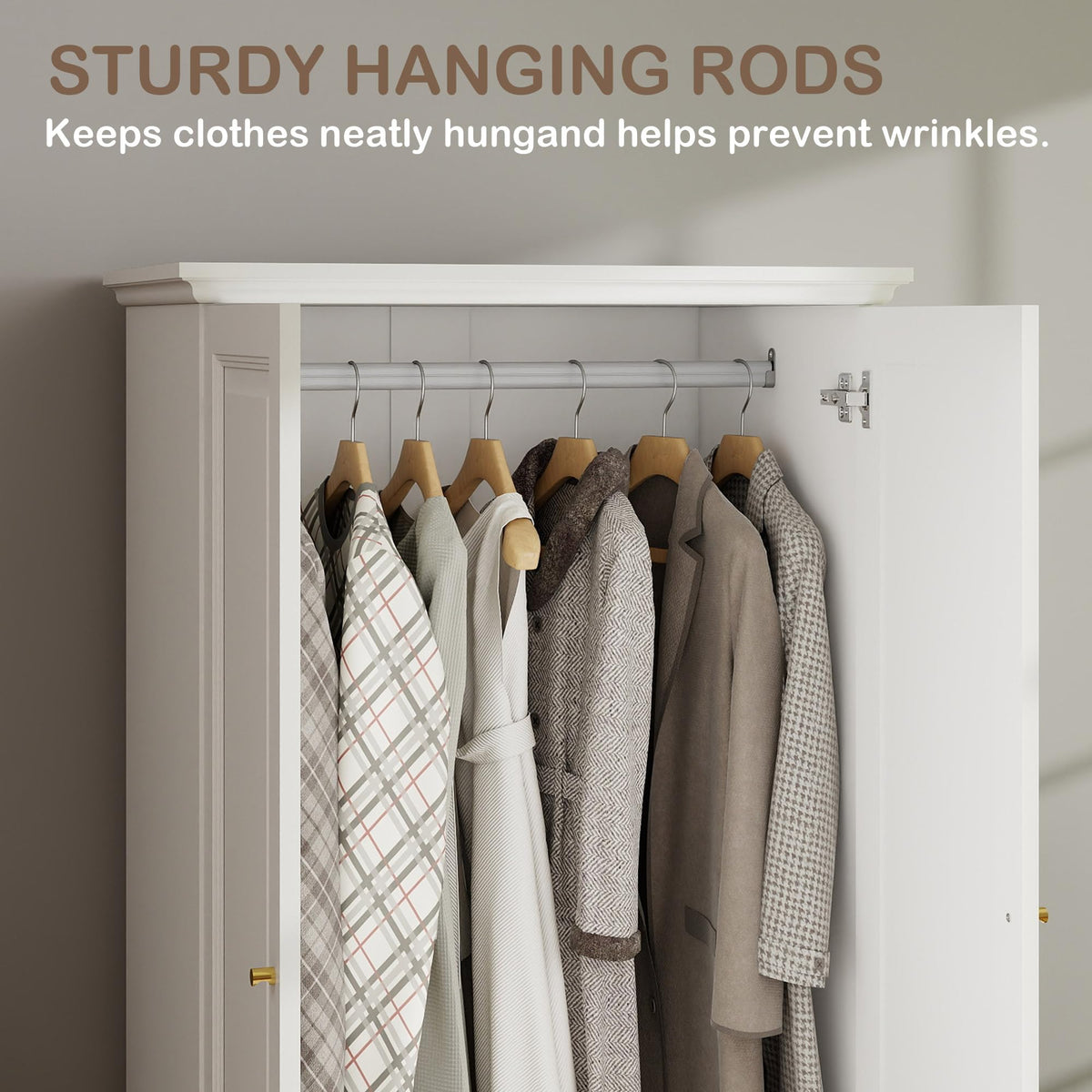 White Fluted Wardrobe with Drawers