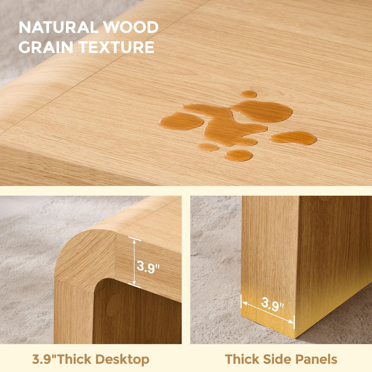 Curved Natural Oak Coffee Table