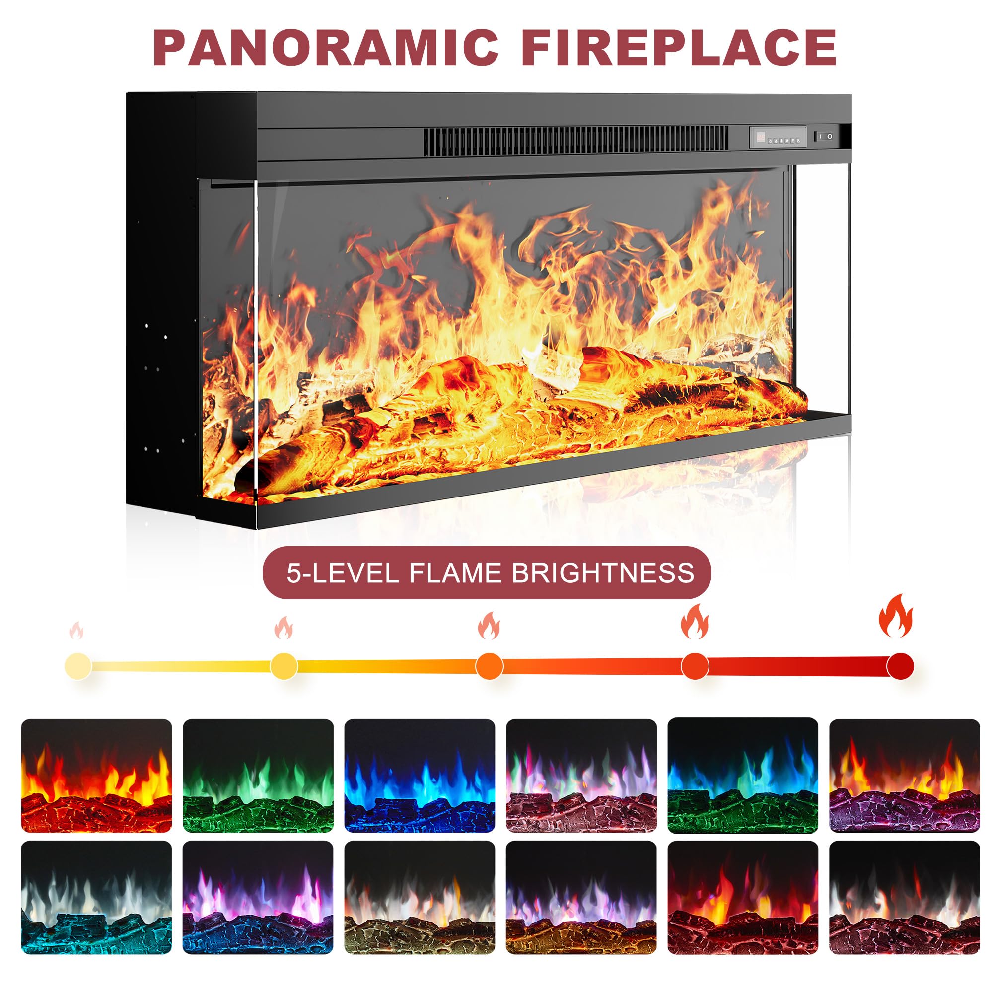 Farmhouse Fireplace TV Stand with 3-Sided Electric Fireplace