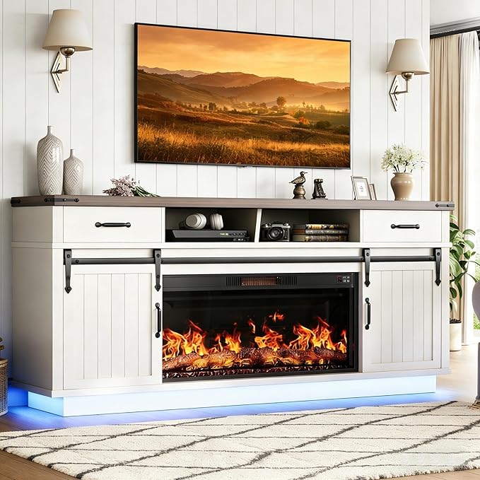 70" Fireplace TV Stand with 36" Electric Fireplace
