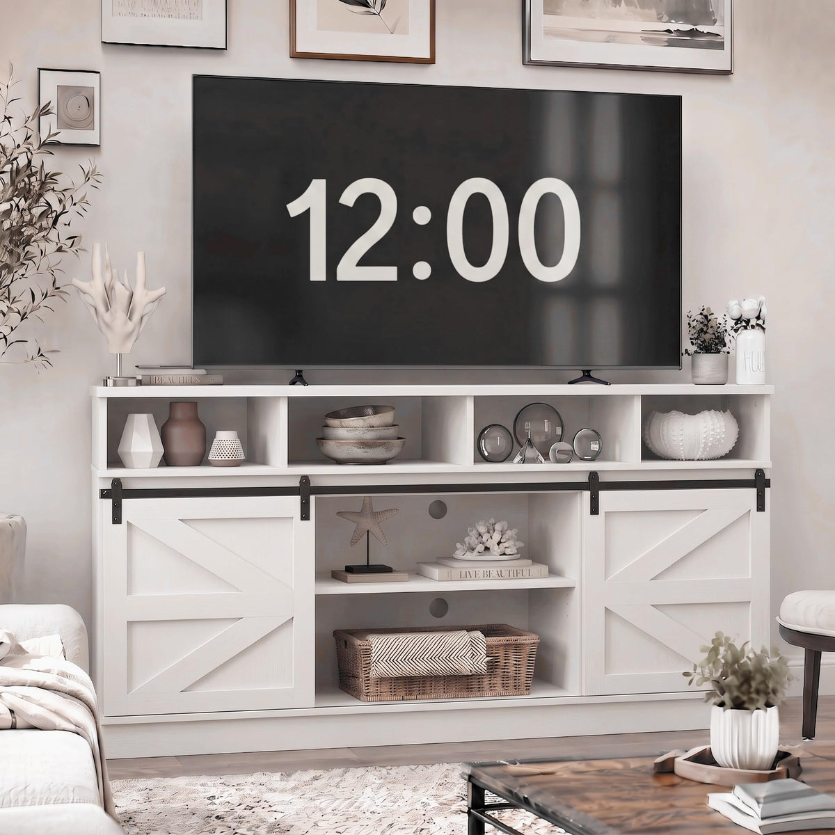 White Farmhouse TV Stand