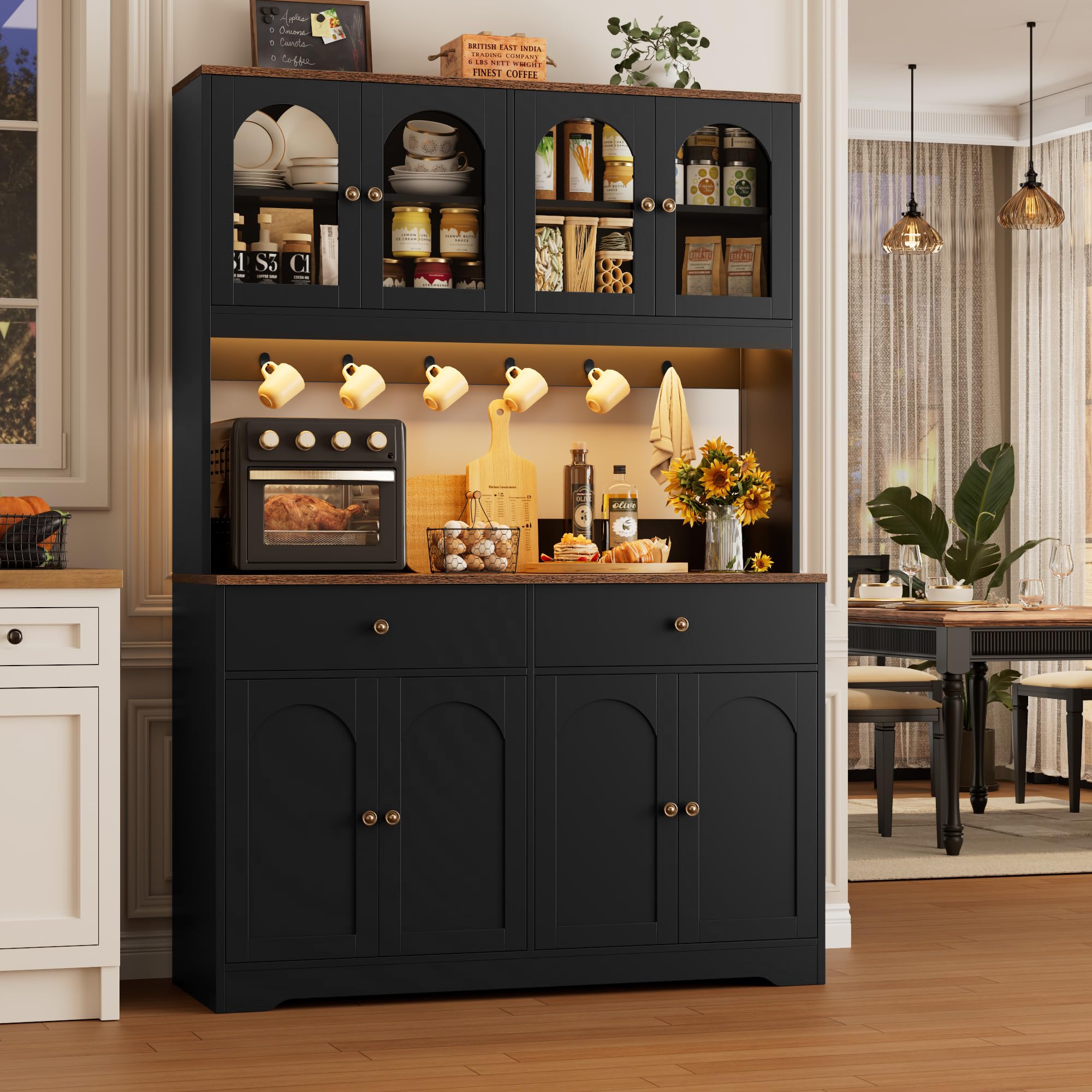 LED Kitchen Pantry Cabinet with Power Outlet
