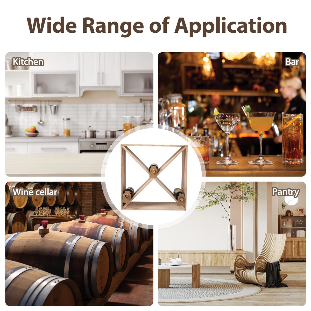 JAXPETY 96 Bottle Wine Rack Countertop Wine Storage Cube Freestanding Wine Holder Wood Storage Shelf for Home Kitchen Bar