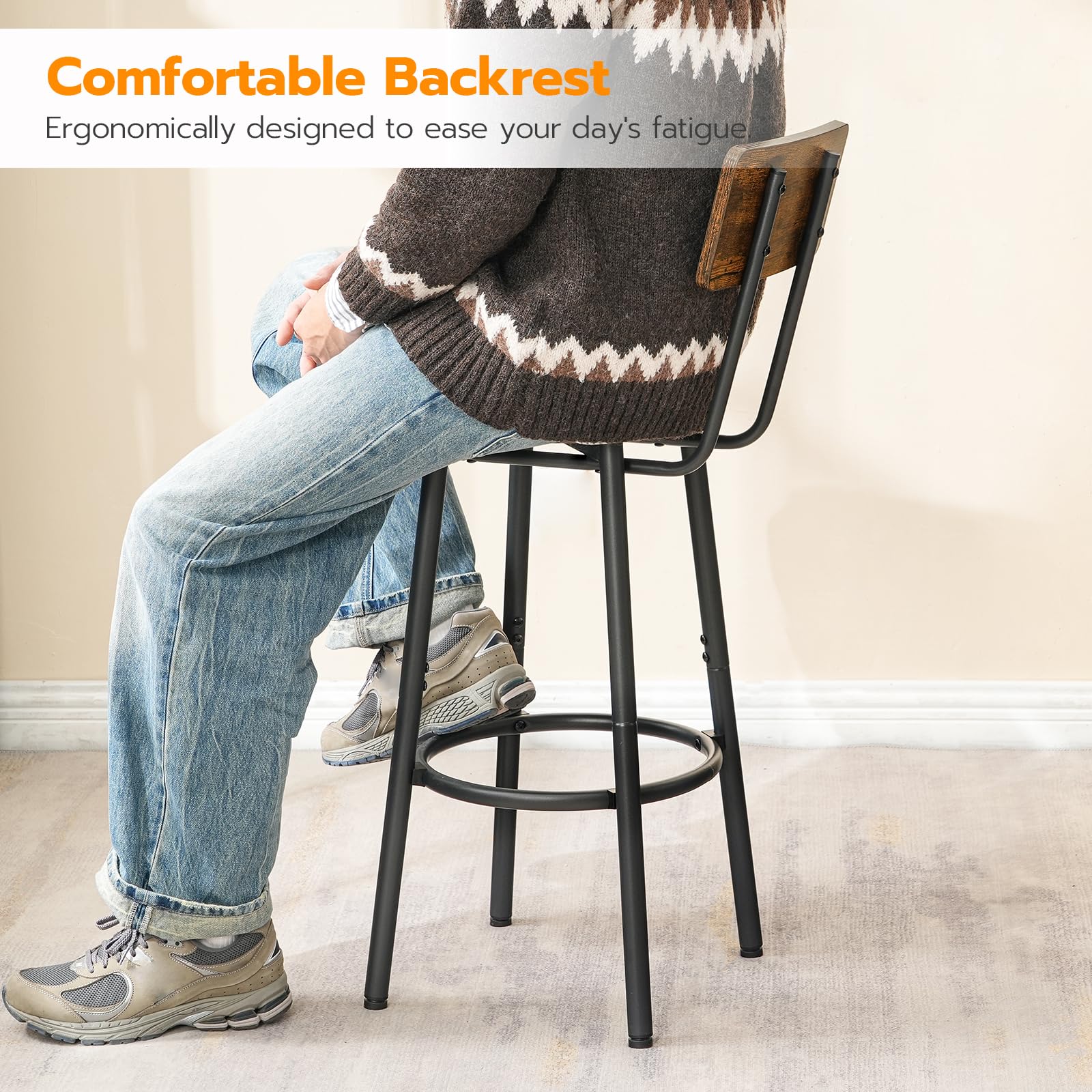 Round Back Bar Stools Set of 2