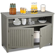 Outdoor Solid Wood Buffet Cabinet with Storage