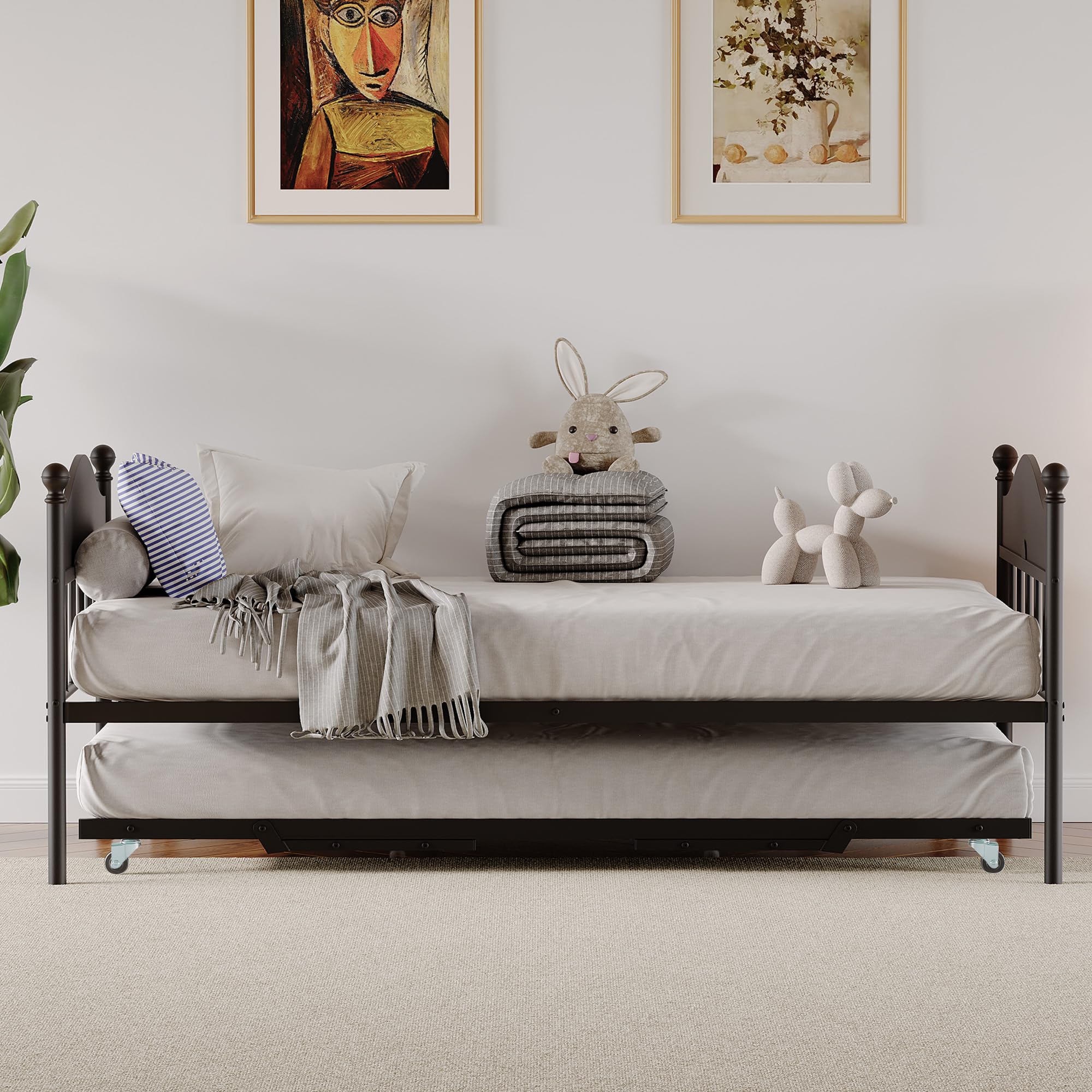 Twin Metal Daybed with Pop-Up Trundle