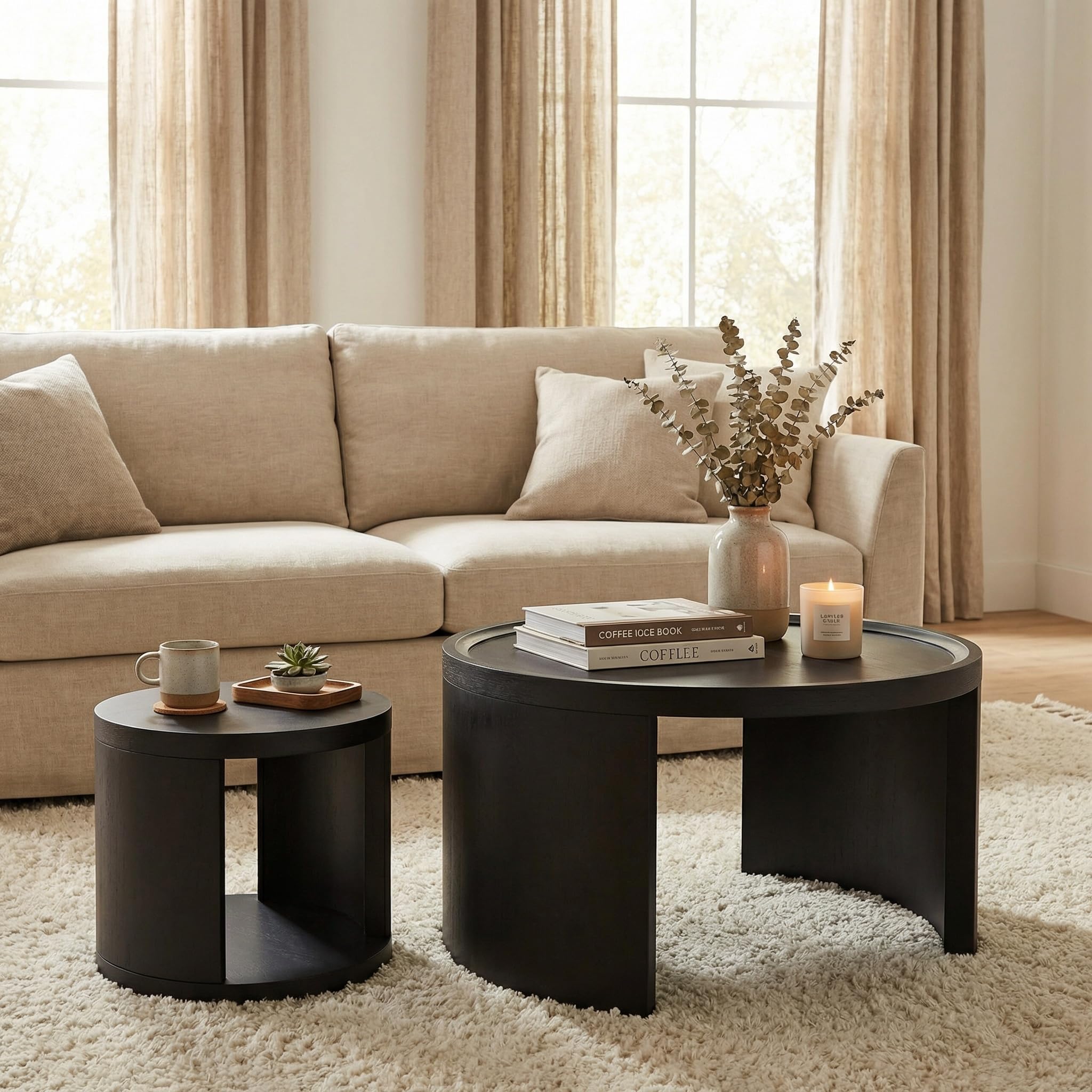 Round Nesting Coffee Table Set of 2